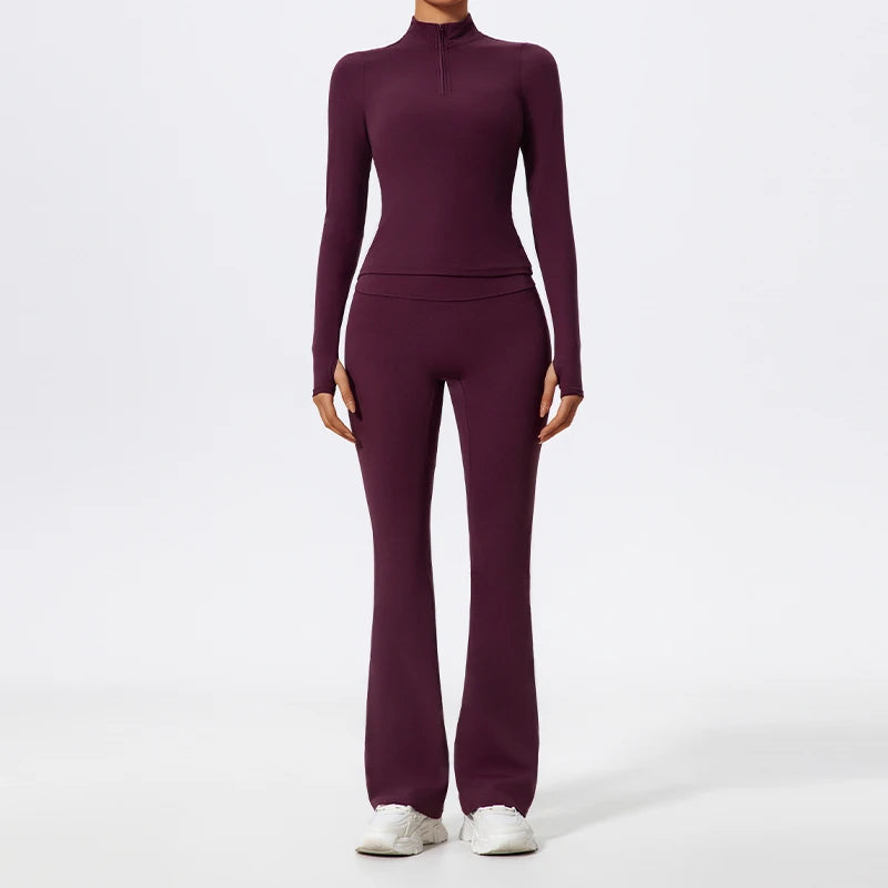 Yoga Set Aurora – Zip Top & Flare Pants