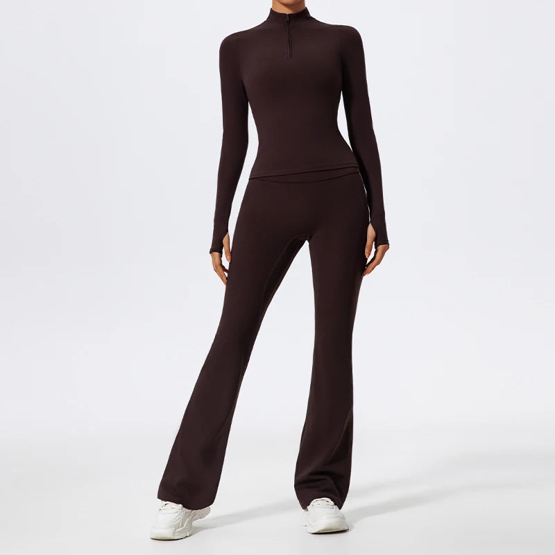 Yoga Set Aurora – Zip Top & Flare Pants