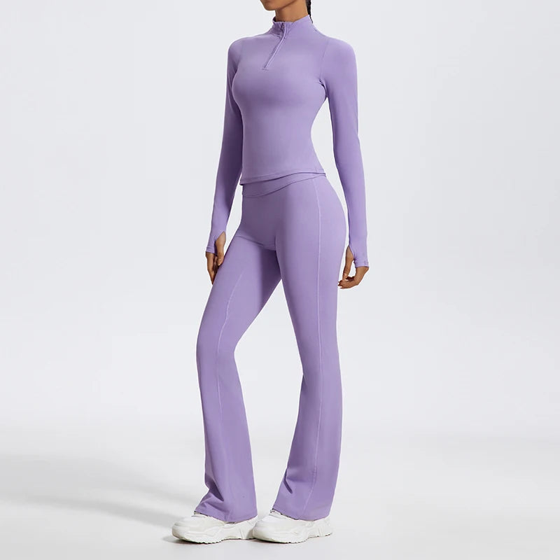 Yoga Set Aurora – Zip Top & Flare Pants